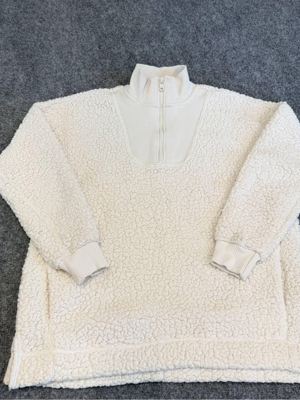 aerie Cream Sherpa Half-Zip Teddy Jacket